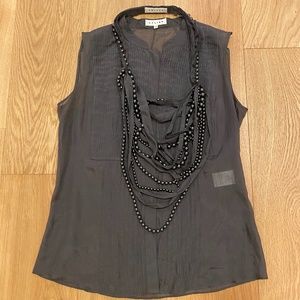 Celine Blouse with Matching Faux Pearl Necklace